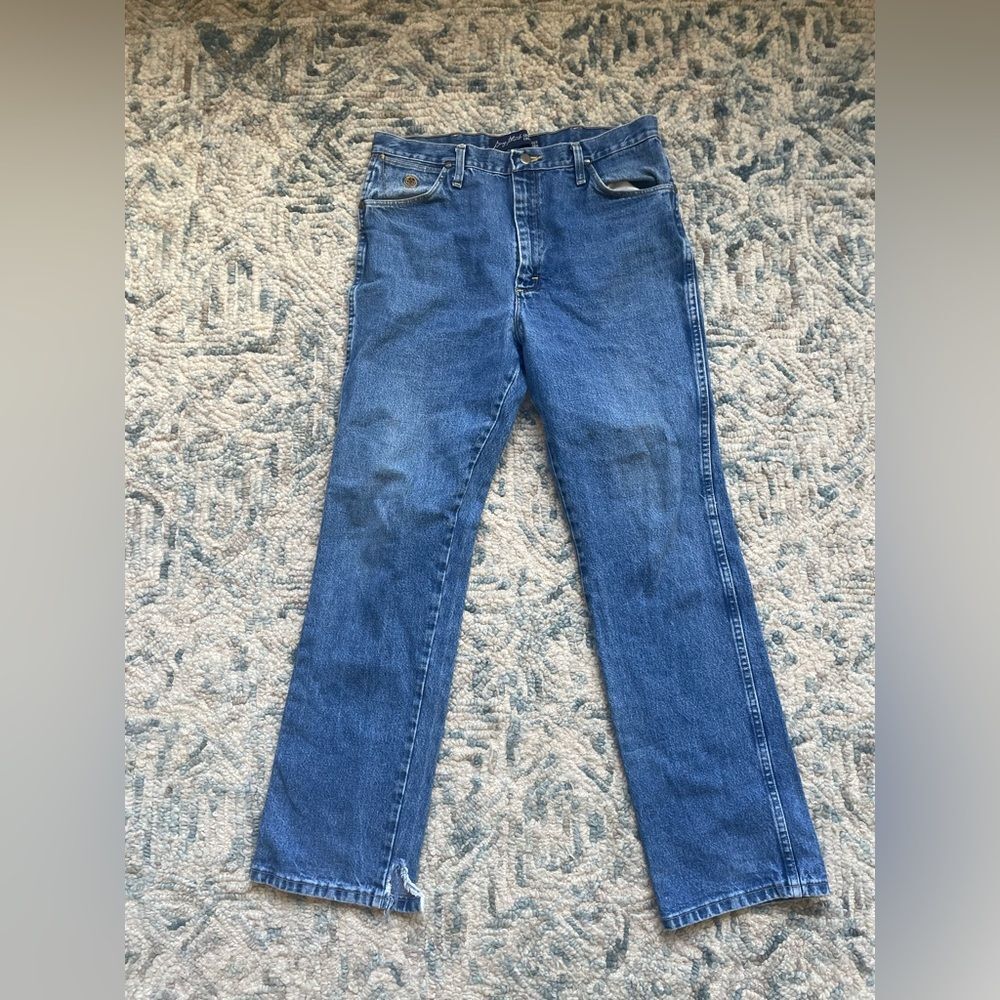 Wrangler George Straight Cowboy Collection Mens Size 35X32 Blue Denim Jeans